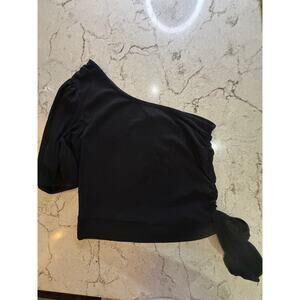 W5 One-Shoulder Ribbed Top with Side Bow - Size Small